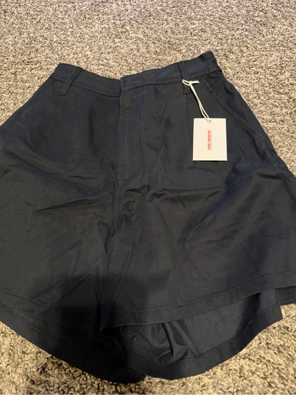 Good American Navy High-Waist Relaxed Shorts